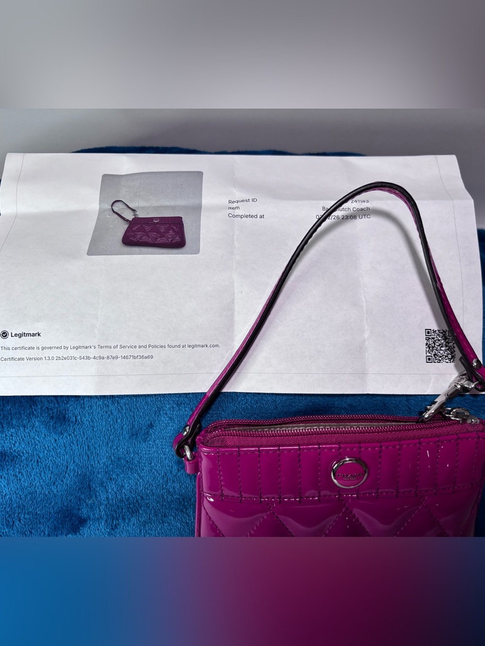 COACH Quilted Patent Leather Wristlet - Hot Pink - Picture 6 of 8